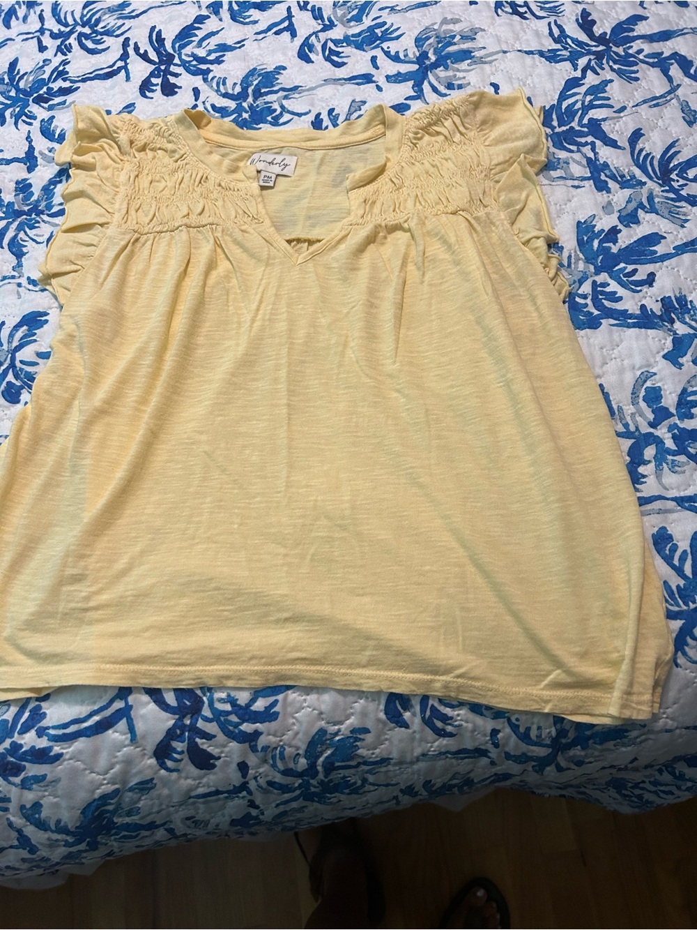 Wonderly Light Yellow Ruffle Sleeve Tee
